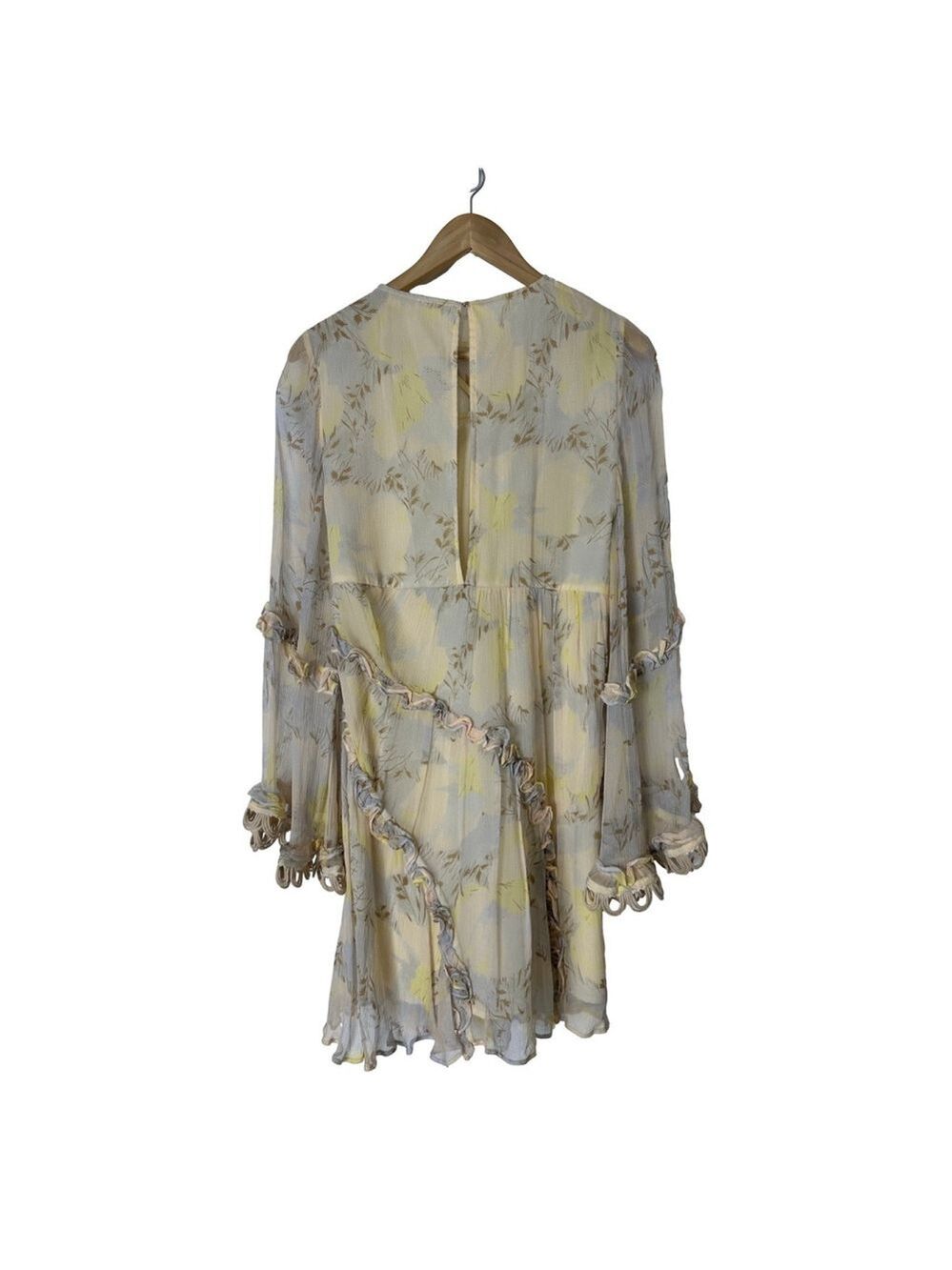 Stevie May Anthropologie Floral Mini Dress XS Yellow Boho Ruffle Cottagecore - Picture 6 of 14